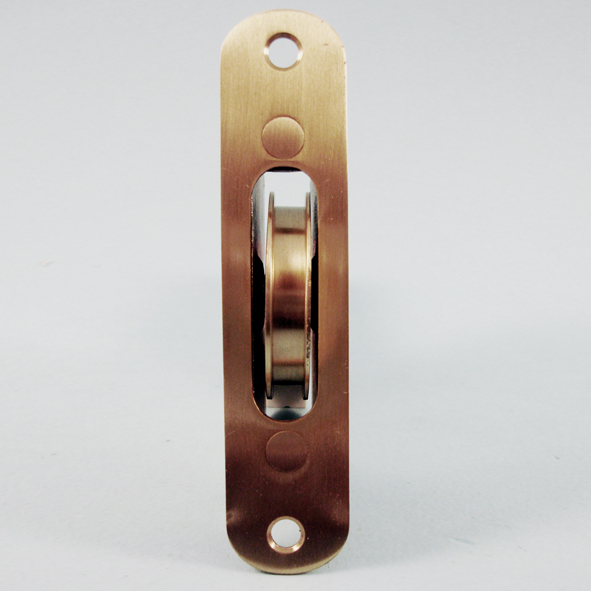 THD240/SB • Satin Brass • Radiused • Sash Pulley With Steel Body and 50mm [2] Brass Pulley